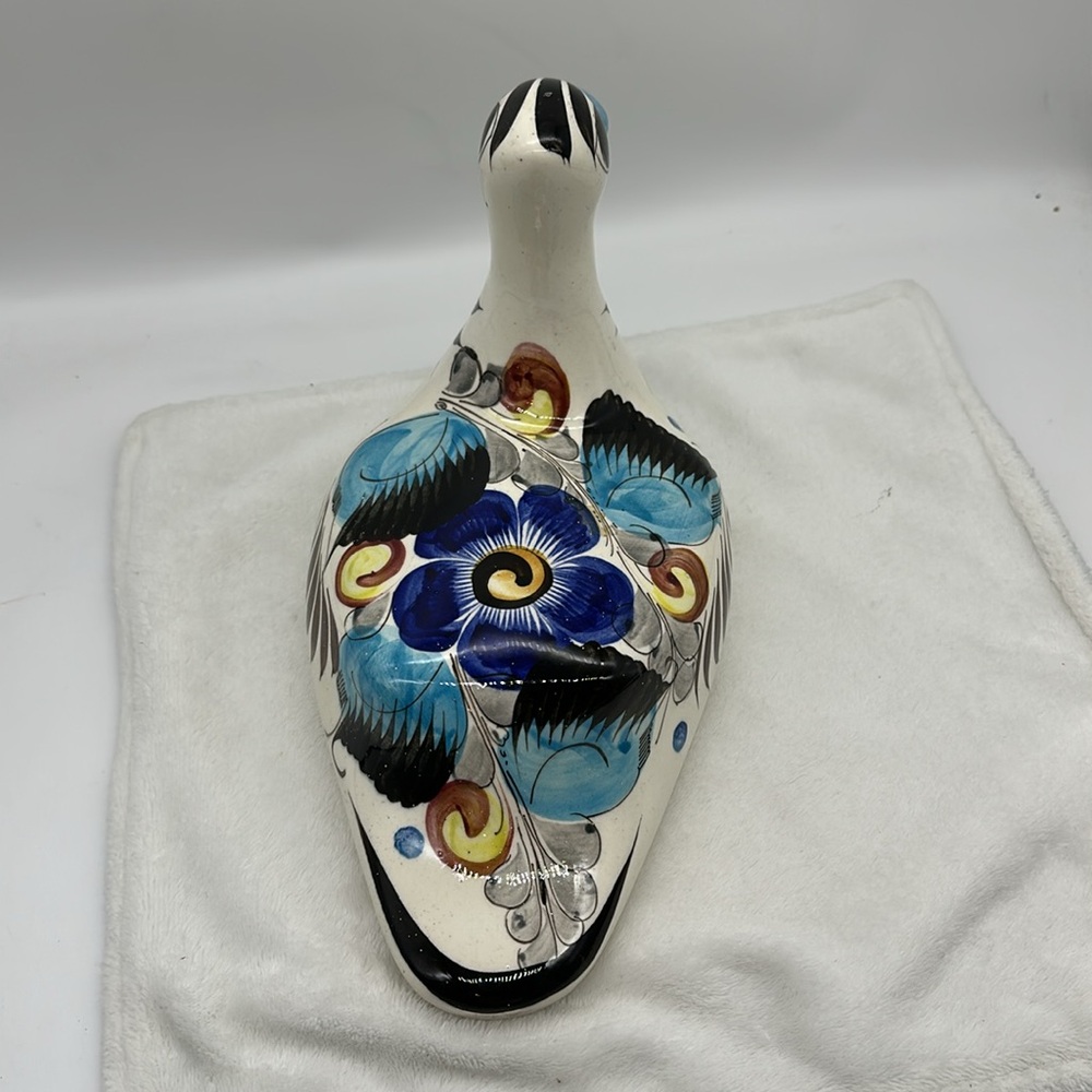 Mexican Folk Art Pottery Large Duck Signed (Mexico Tonala ErmiTanos) - Picture 5 of 7